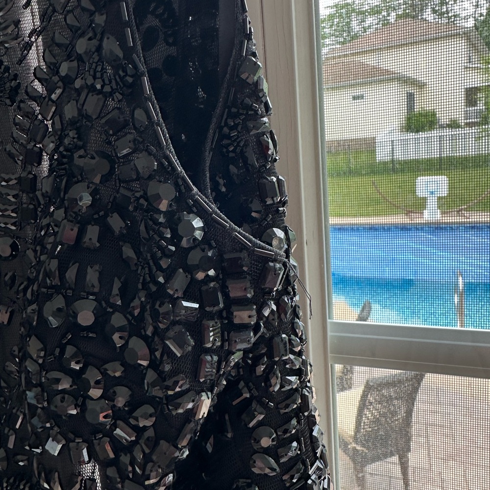 Mori Lee Black Lace Prom Dress - Picture 5 of 11